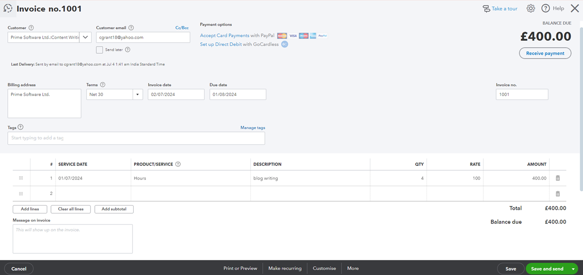 QuickBooks Invoicing 6