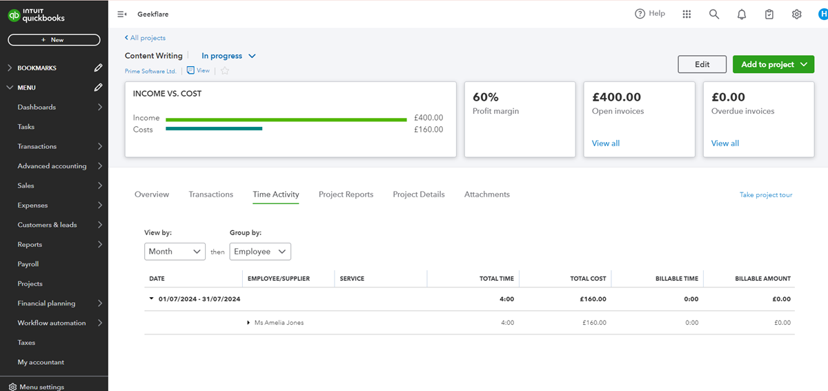 QuickBooks Time Tracking 4