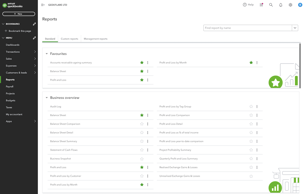 quickbooks reports