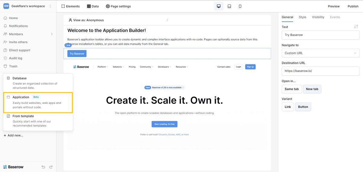 Application Builder by baserow