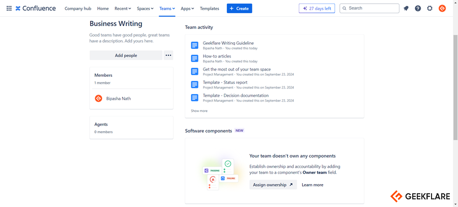 Confluence Team Dashboard