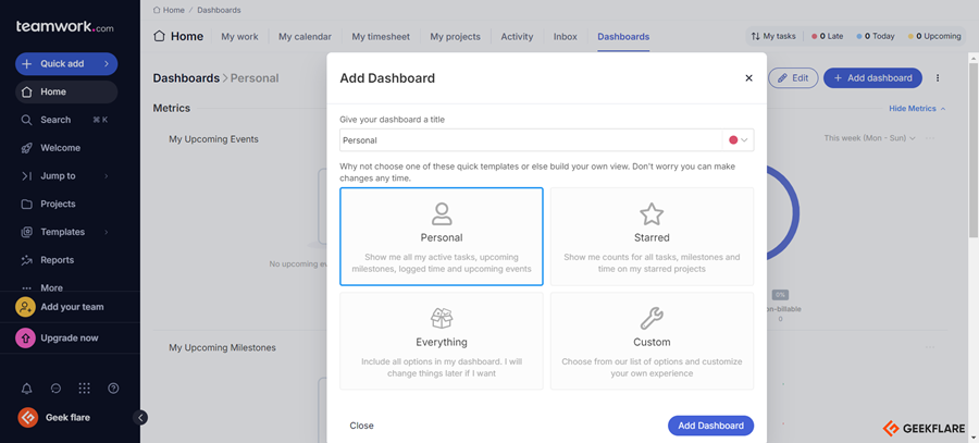 Teamwork.com Dashboards