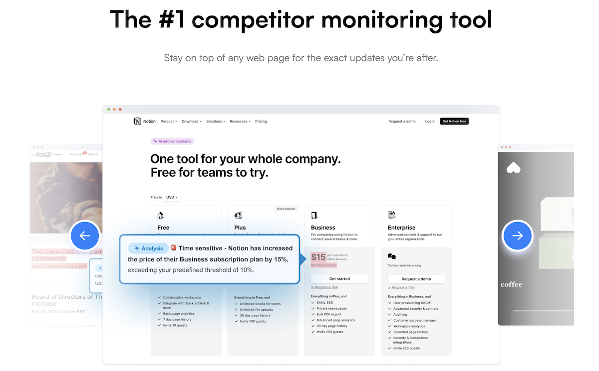 visualping competitive monitoring