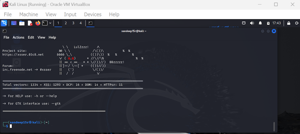 XSSer Running on Kali Linux