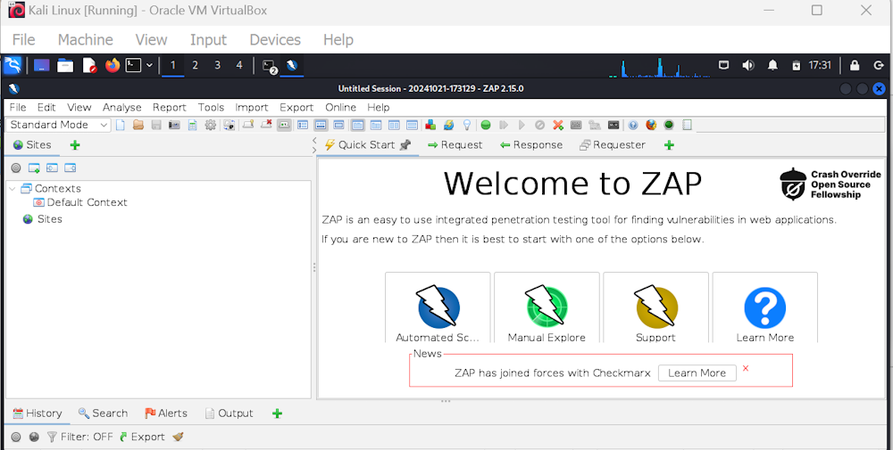 ZAP Running on Kali Linux