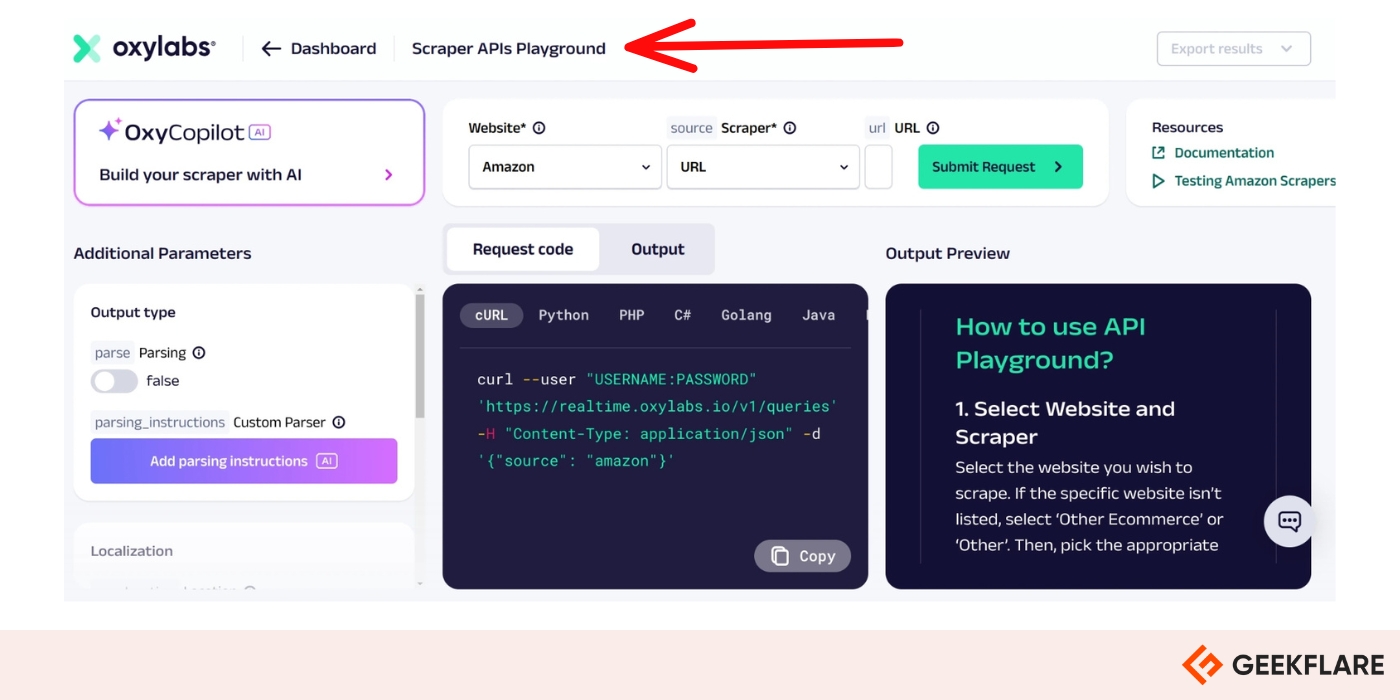 oxycopilot scraper playground