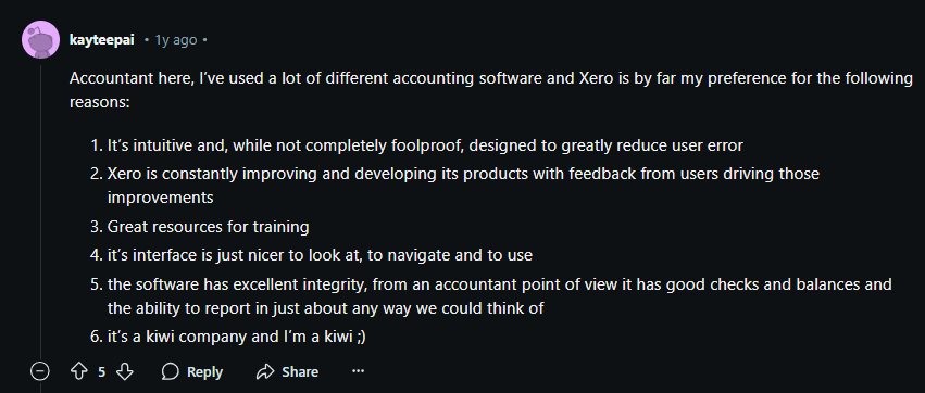 Xero review on Reddit