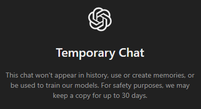 chatgpt temporary chat