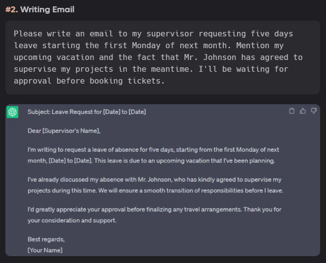 writing email gpt 3.5