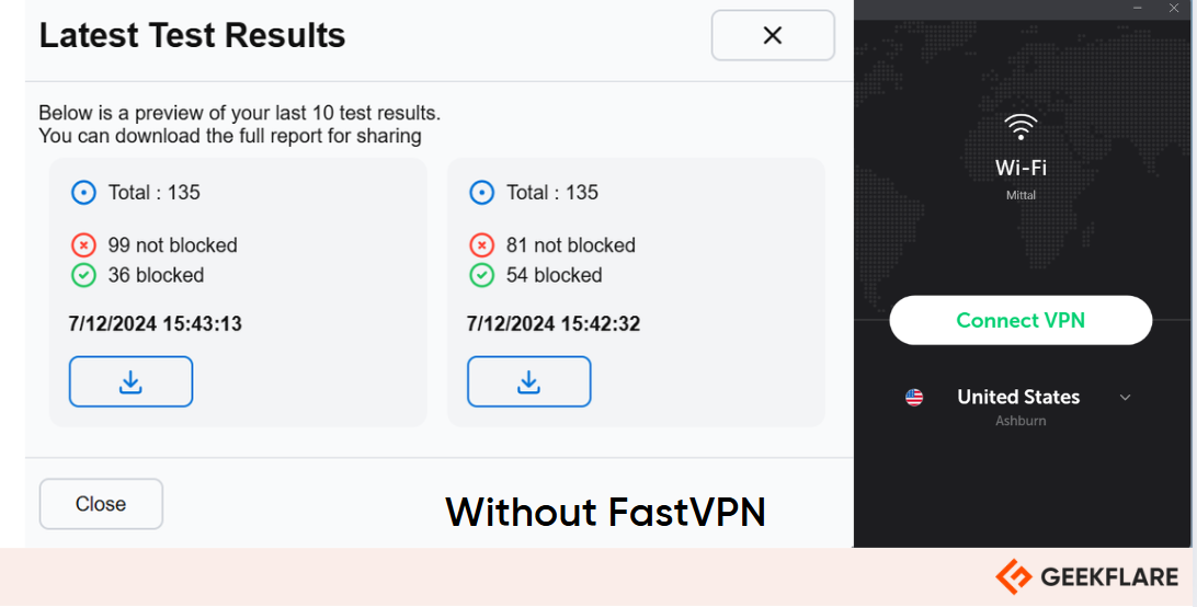 Ad Blocking Test without VPN