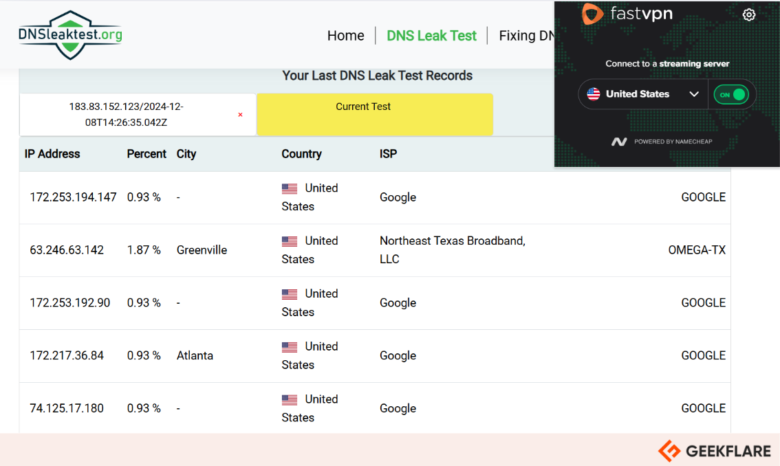 DNS Leak Test