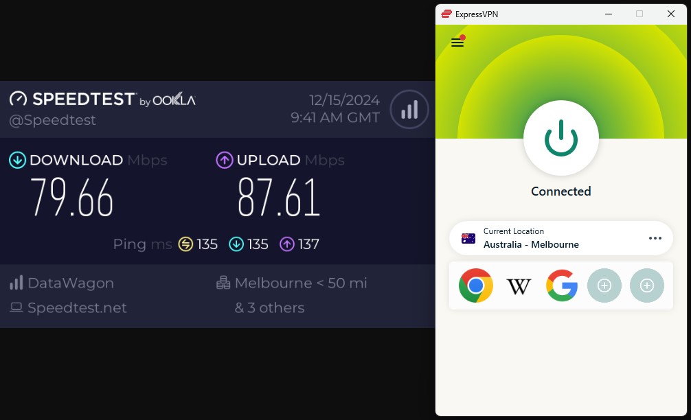 ExpressVPN Distant Speed Test Australia