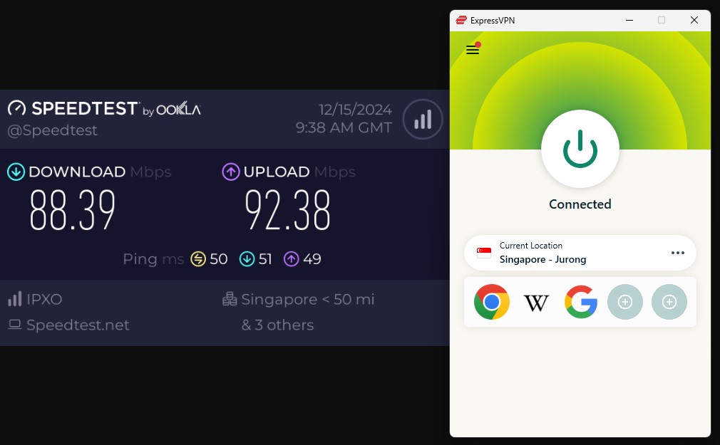 ExpressVPN Regional Speed Test Singapore