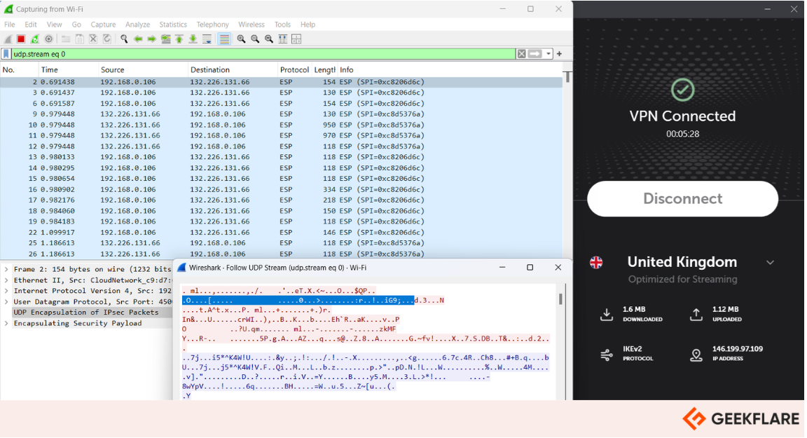 FastVPN Encryption using WireShark 4.0