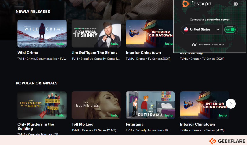Hulu access with FastVPN Crome Extenstion