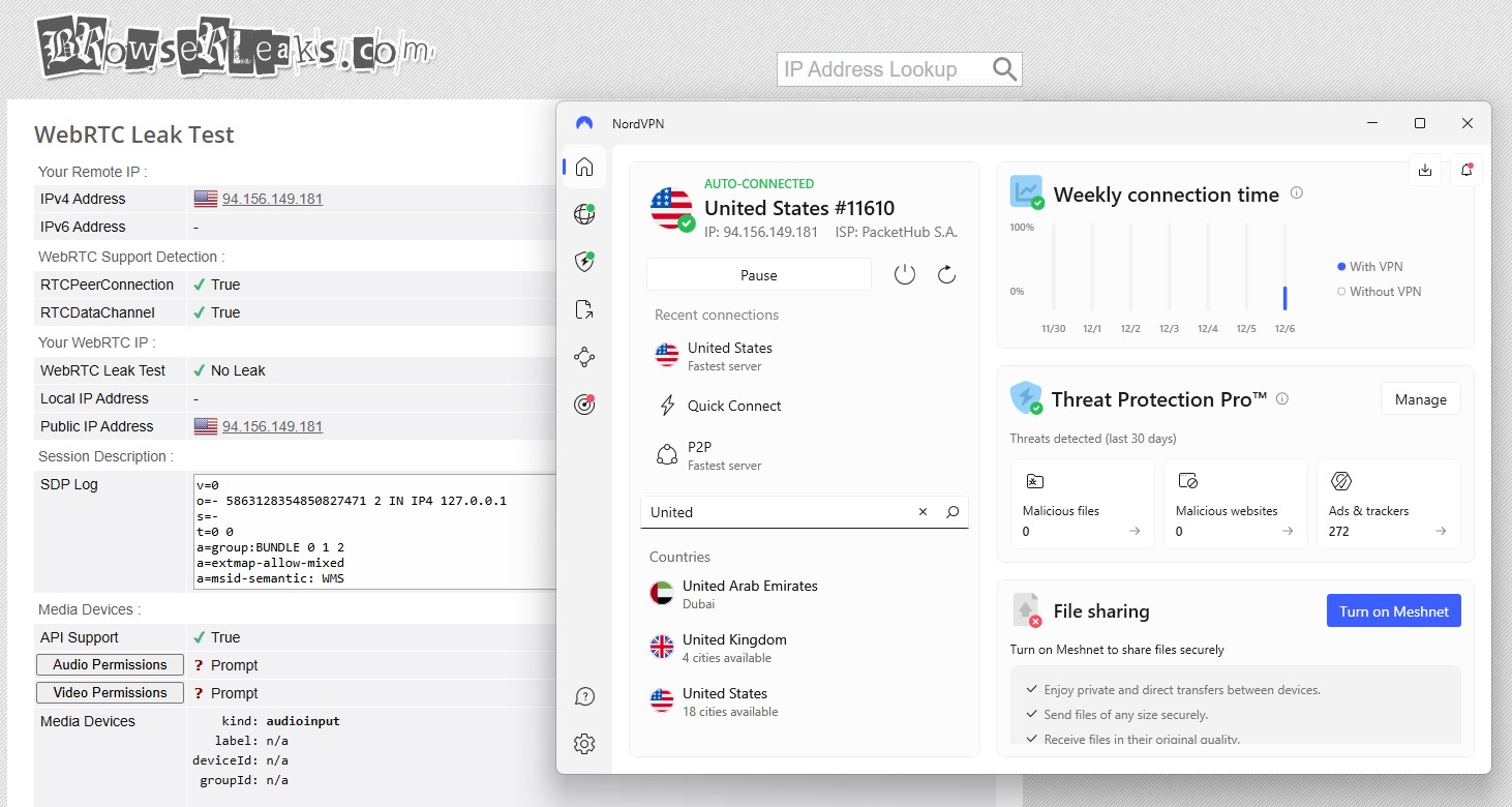 NordVPN WebRTC Leak Test