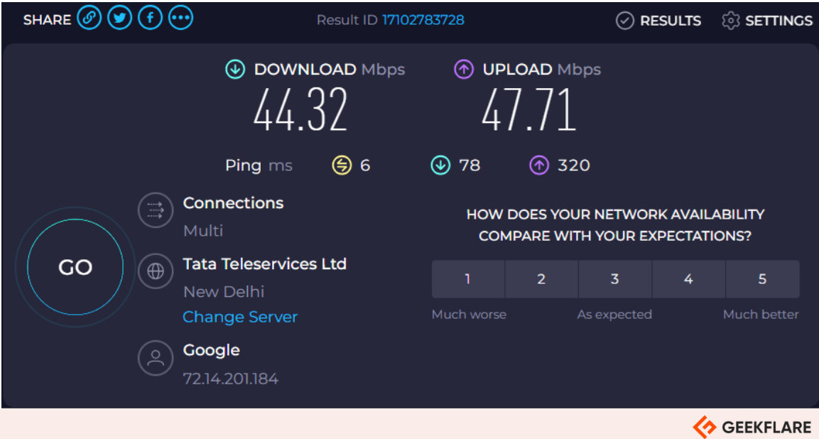 Speed Test without VPN