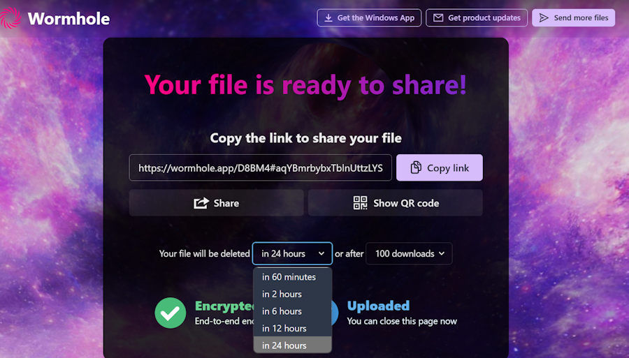 Wormhole File Sharing Web UI