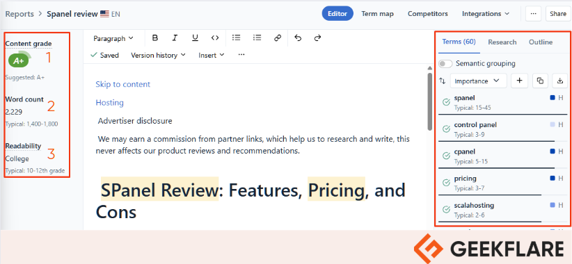 clearscope content grading