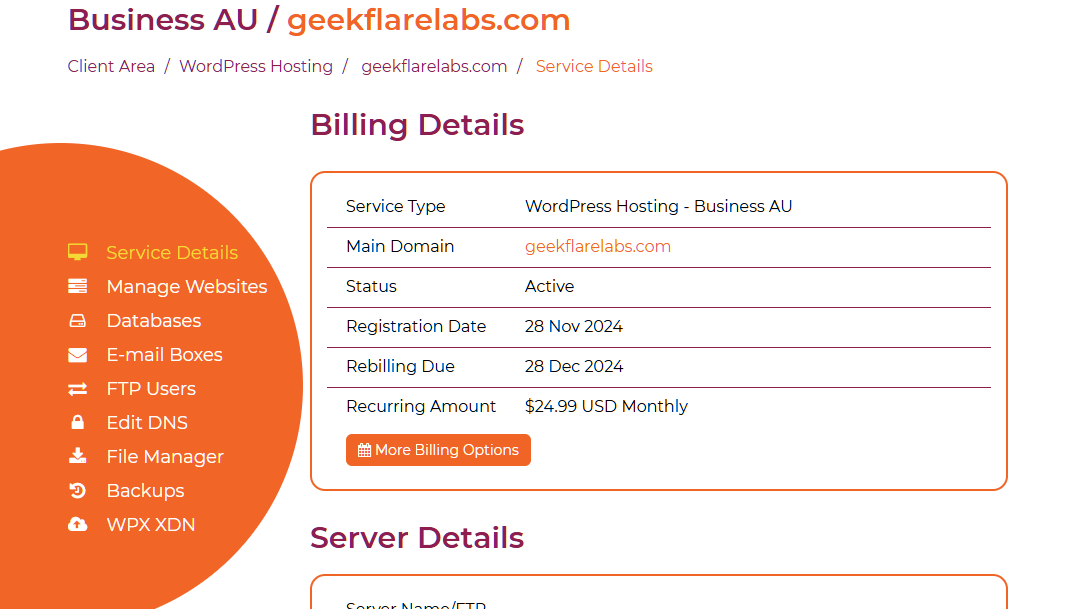 custom hosting panel