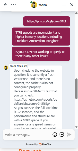 customer support answering keycdn issue