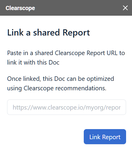 link a share report clearscope