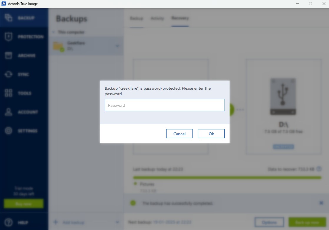 Acronis True Image Backup Protection