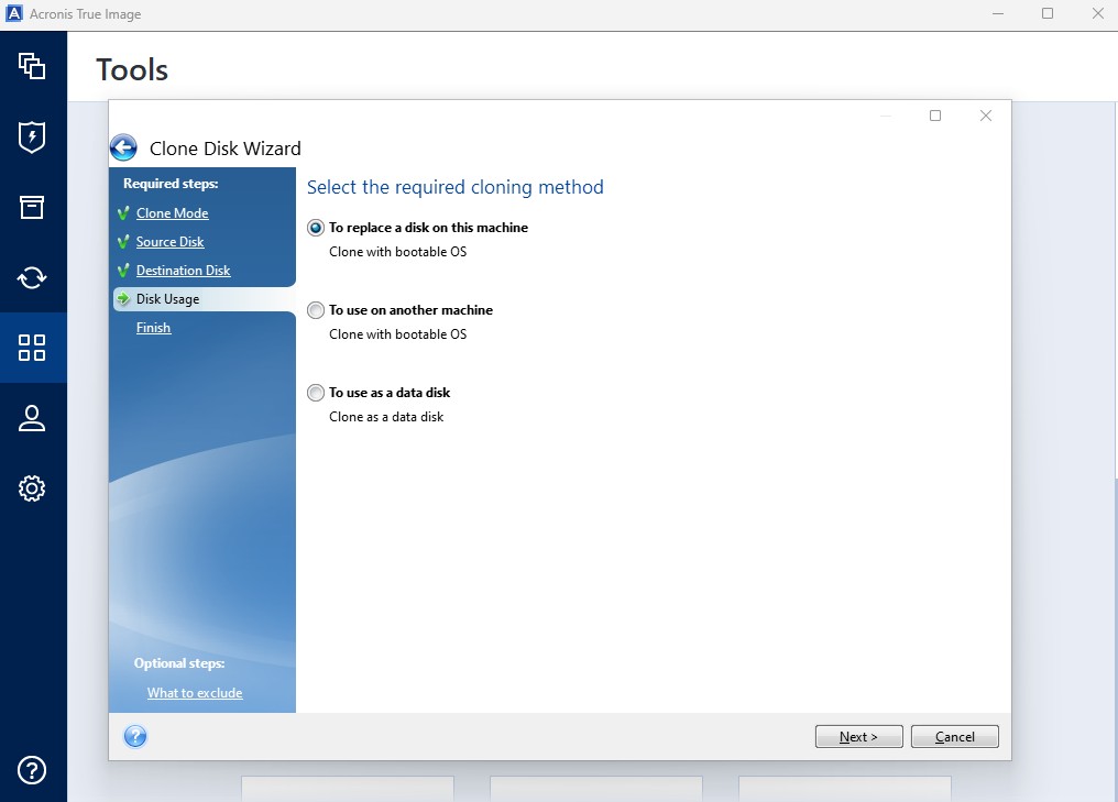 Acronis True Image Cloning Methods