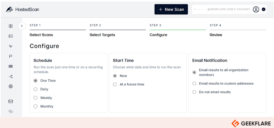 HostedScan Configuration Settings GUI