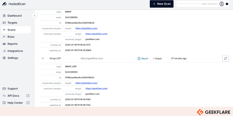 Nmap Scanner in HostedScan