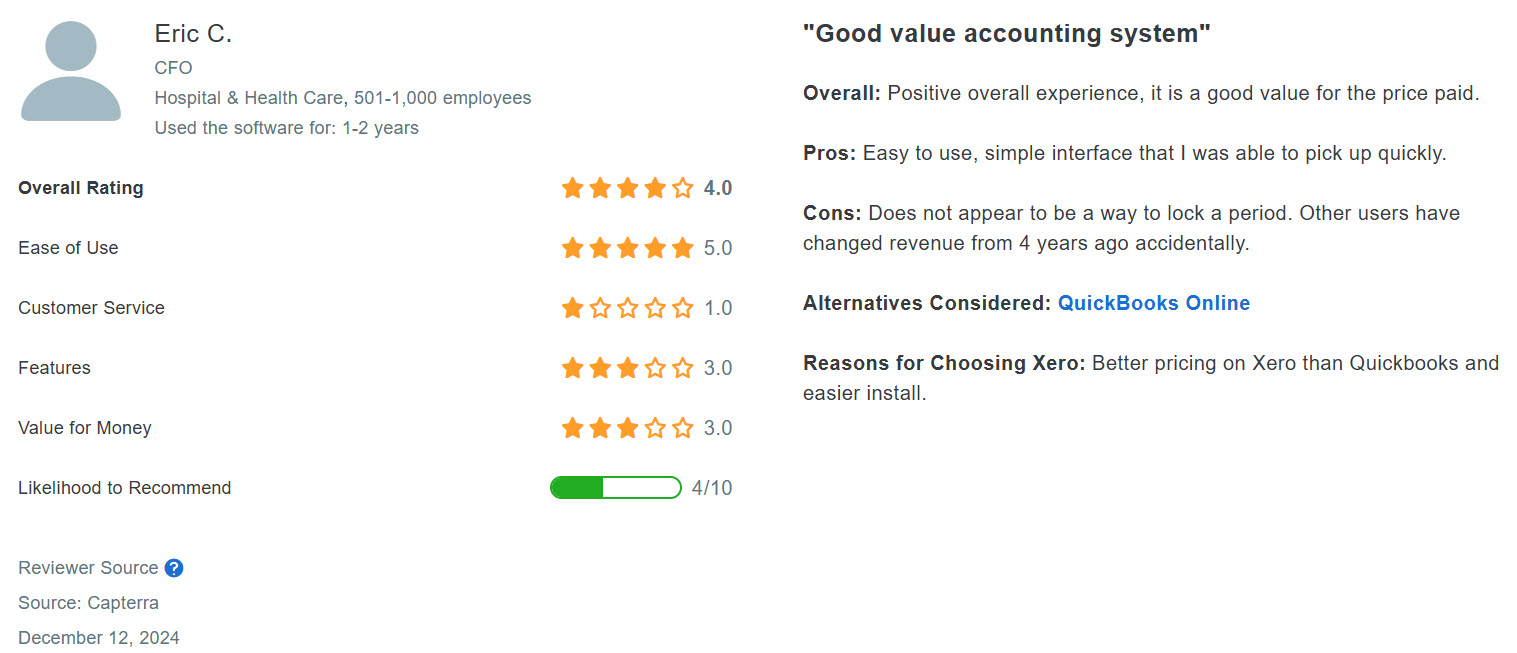 Xero review Capterra