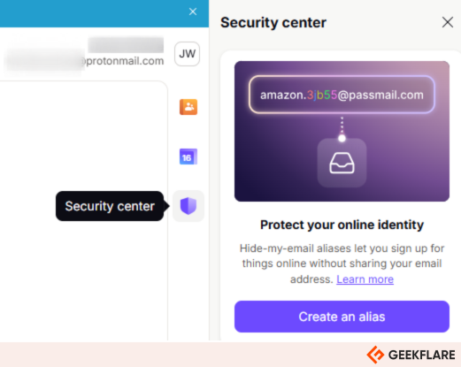 proton mail security center