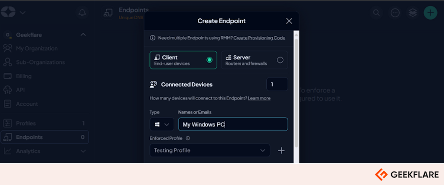 Adding an endpoint in Control D