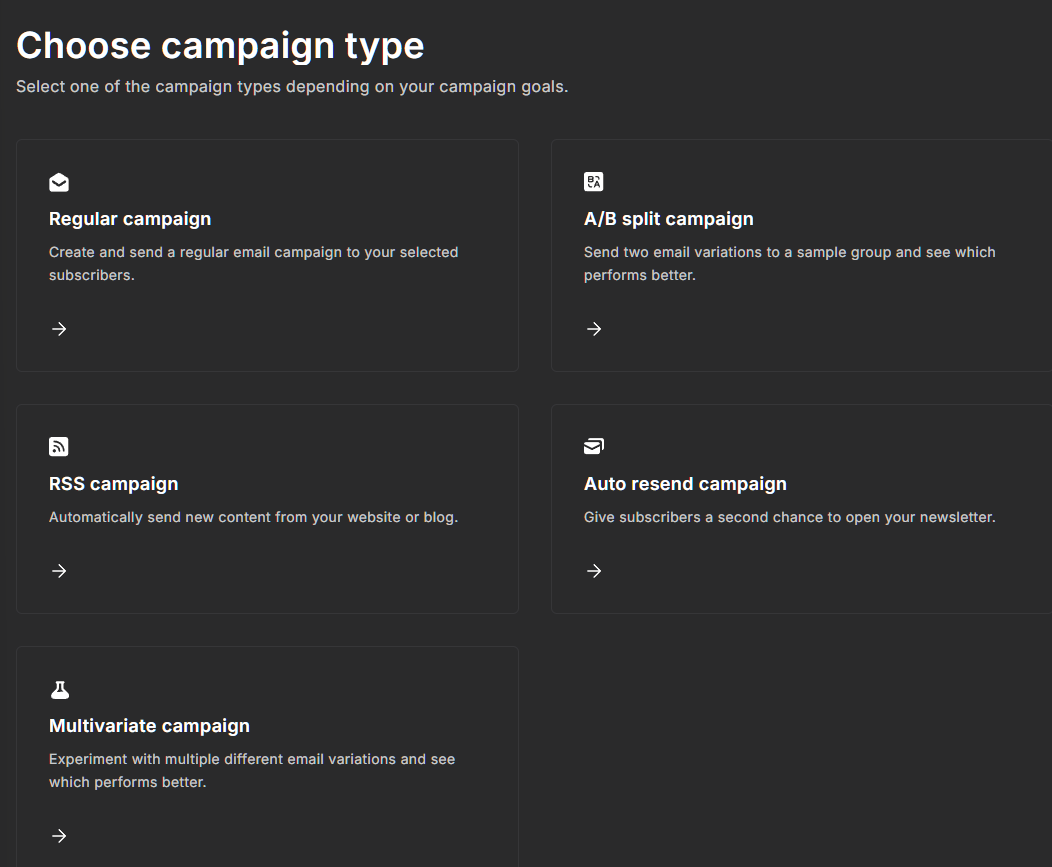 Choose campaign type