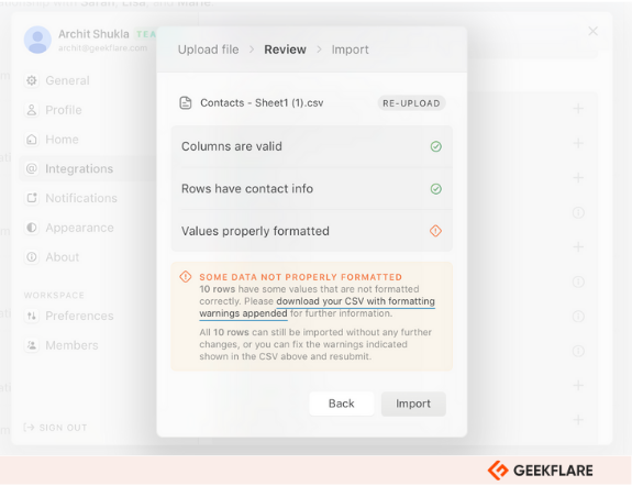 Clay's csv formatting