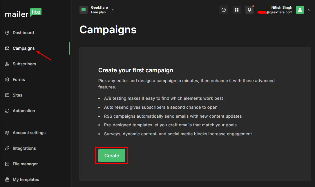 Create campaign