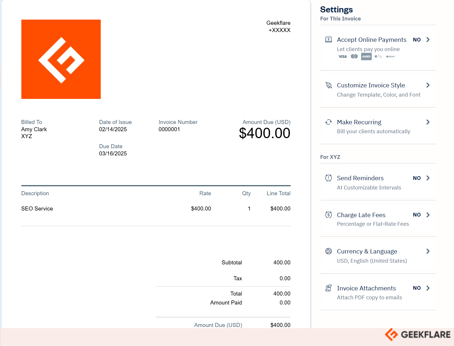 Freshbooks custom invoicing