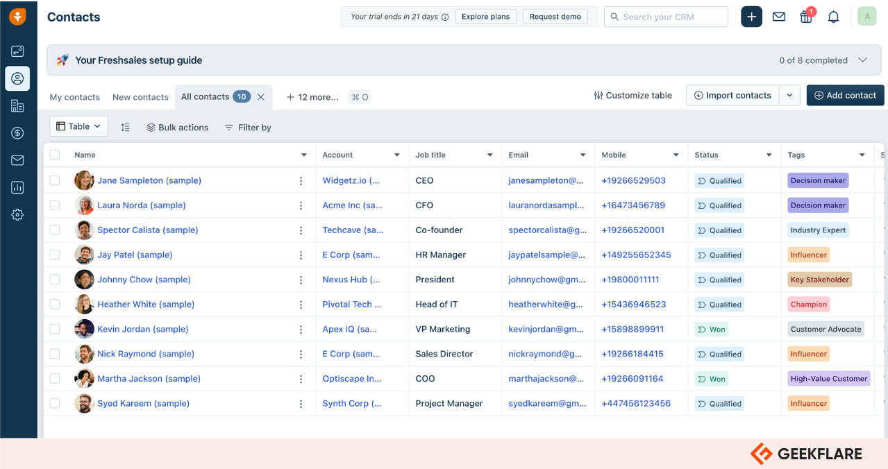 Freshsales customer information management