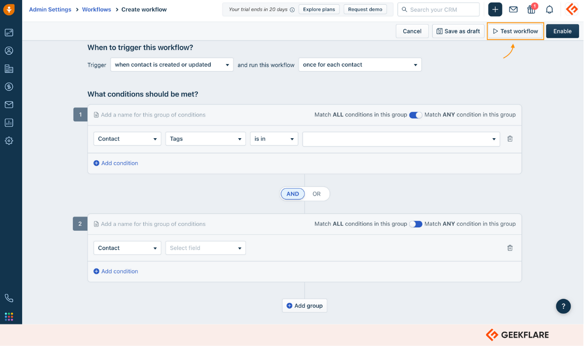 Freshsales workflow automation