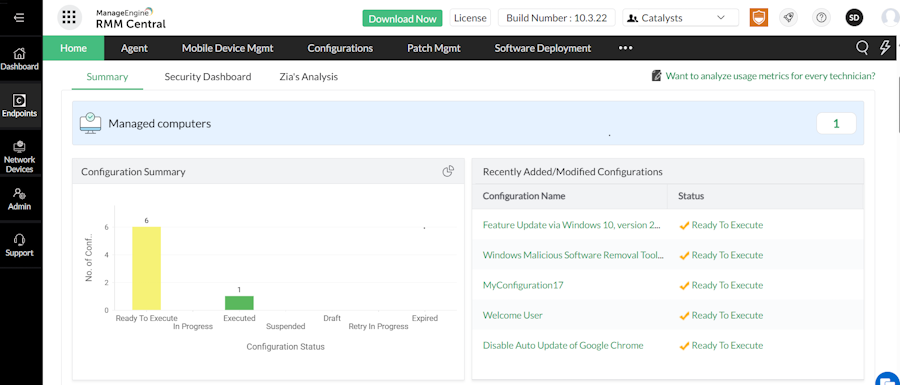 ManageEngine RMM Central EndPoints Overview