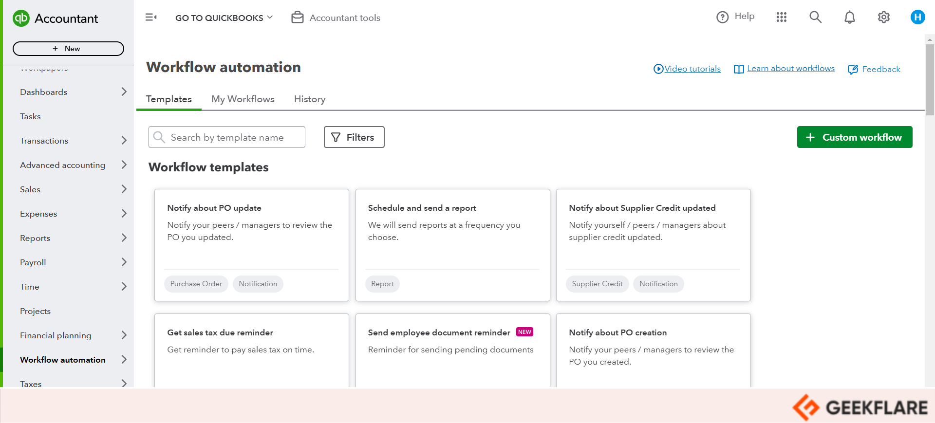 QuickBooks wofkflow automation