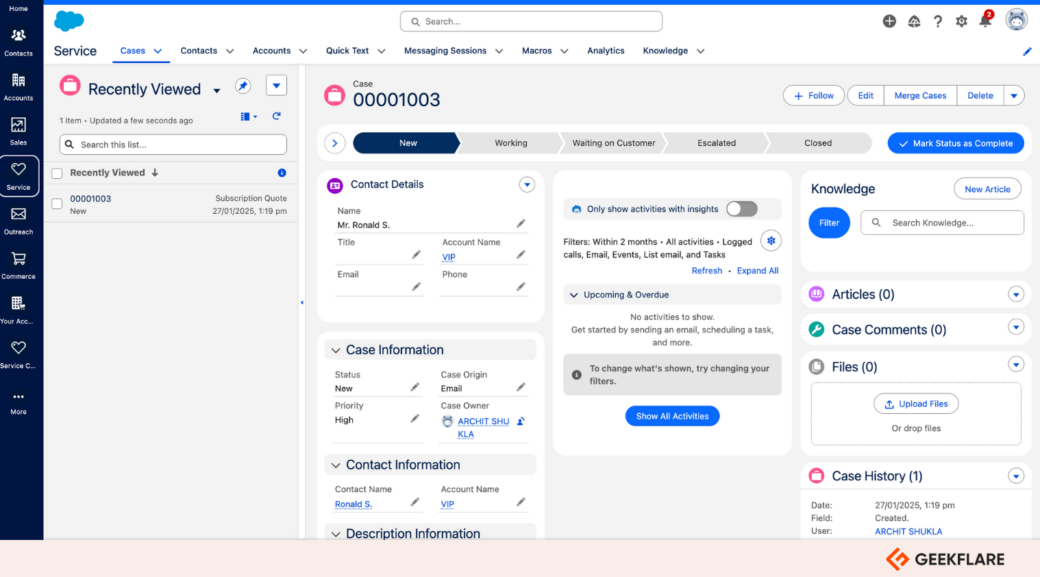 Salesforce case management