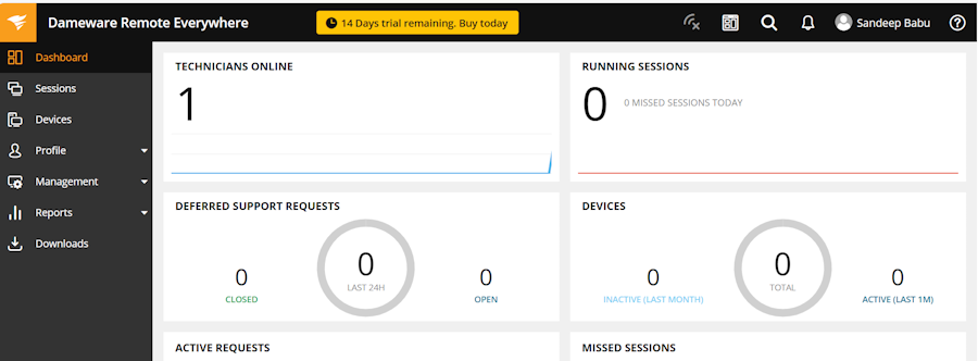 SolarWinds Dameware Dashboard Free Trial