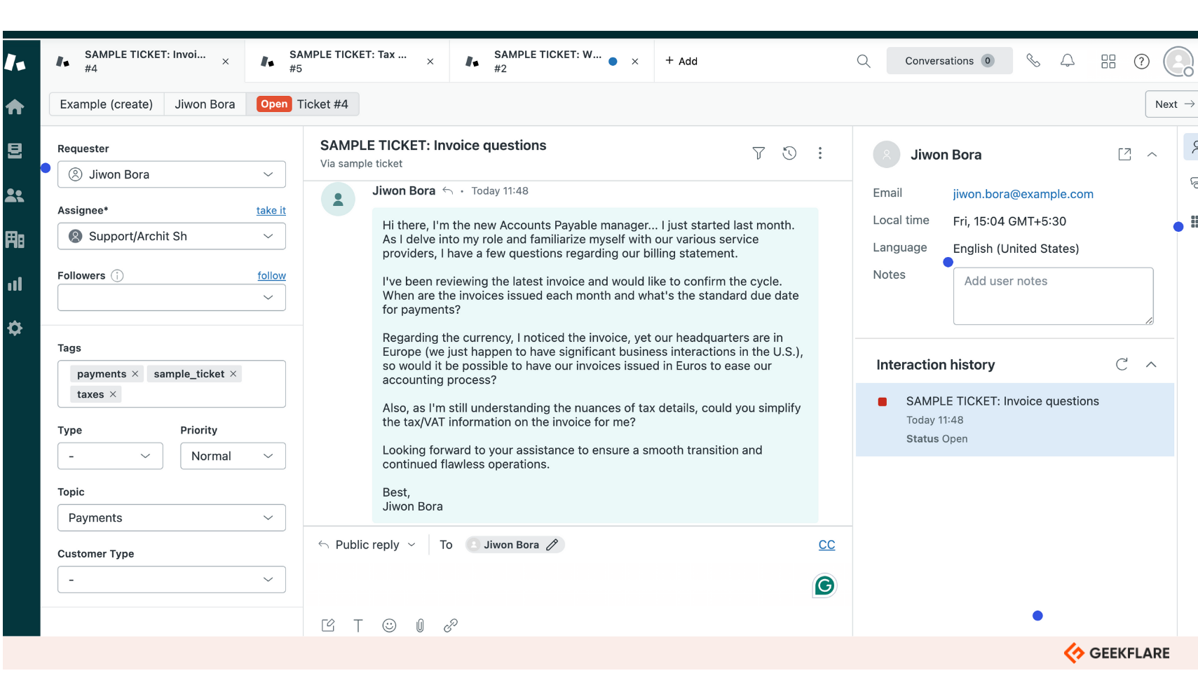 Zendesk ticketing system