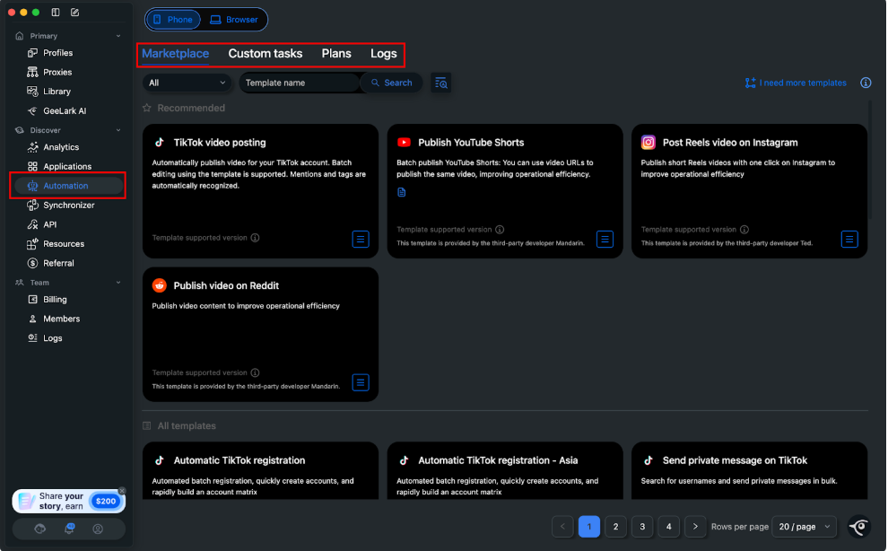geelark task automation