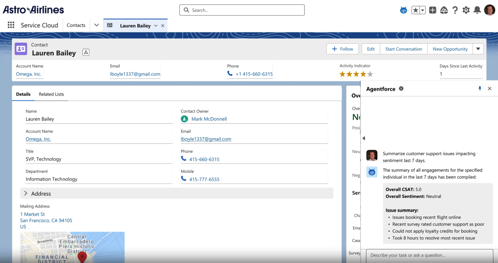 salesforce service cloud dashboard