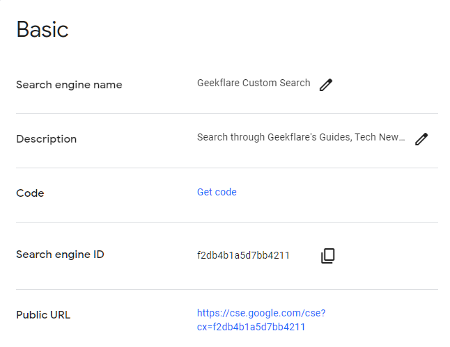 Google CSE basic settings