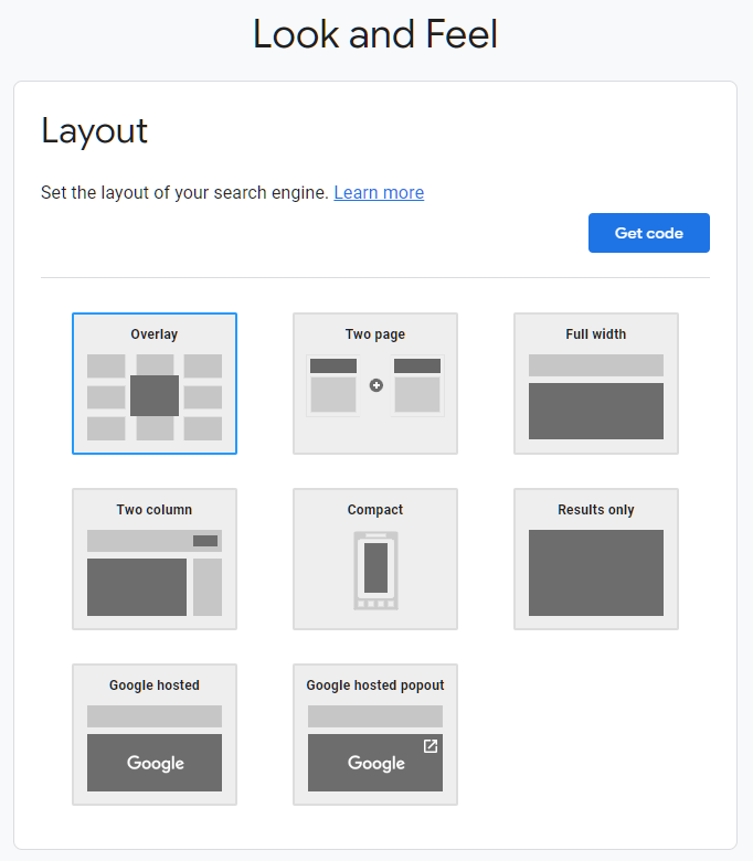 Google cse layout