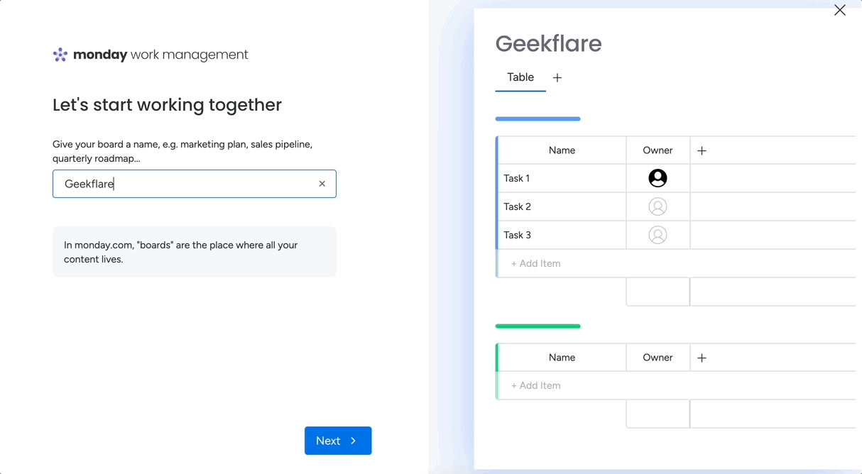 Monday.com work management onboarding