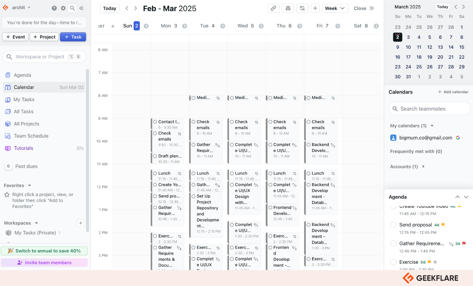 Motion's master calendar